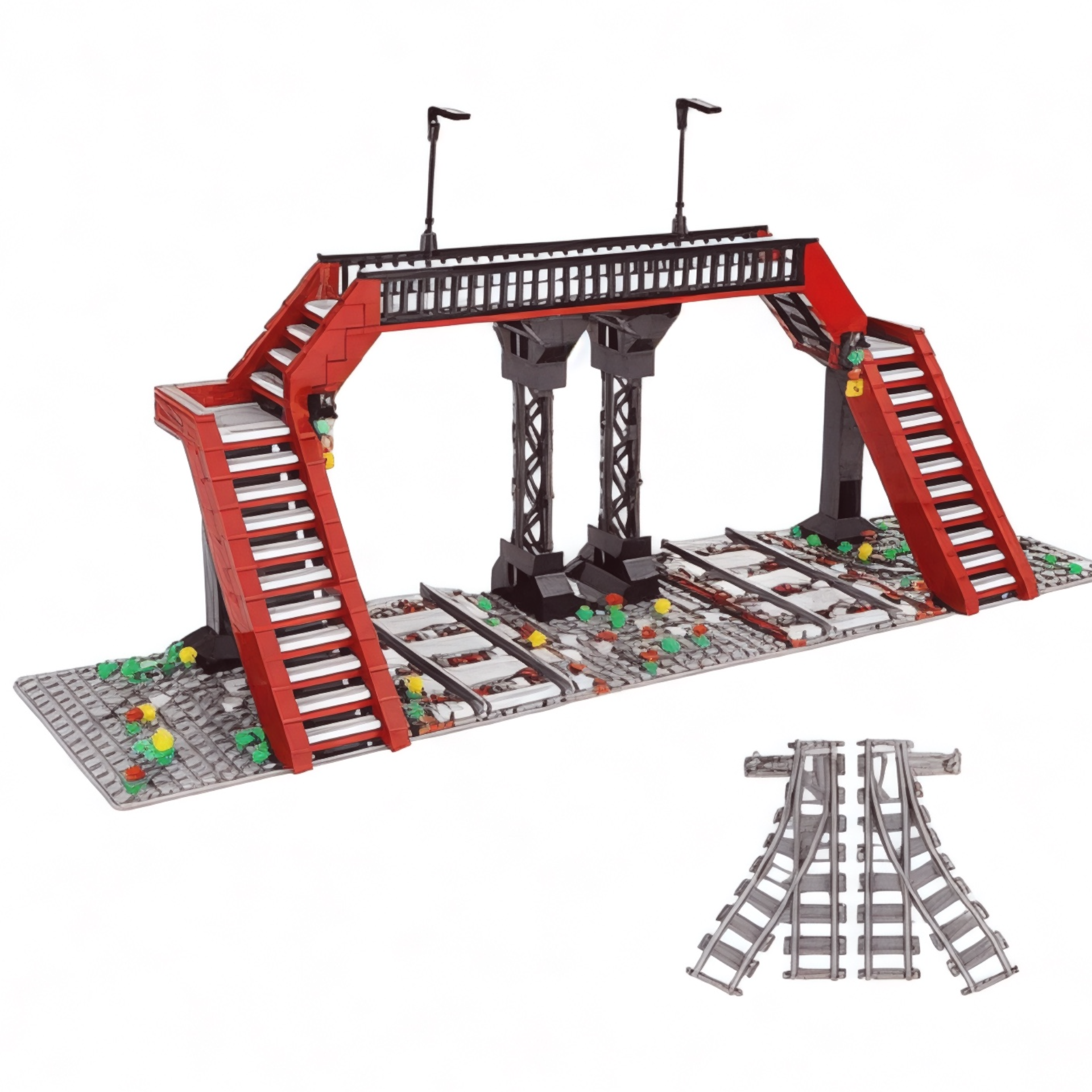 Red Railway Crossing Bridge Building Block Set | General Jim's Toys | GJ-RRC