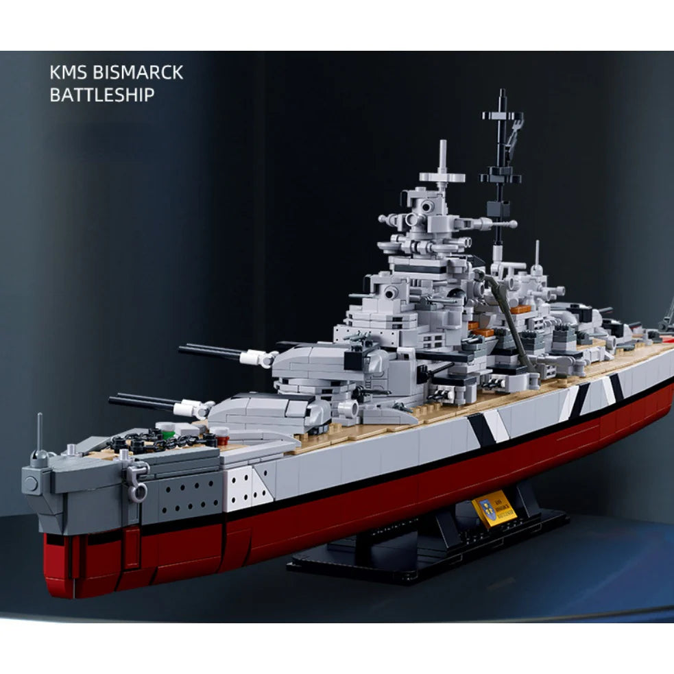 2-in-1 German Bismarck & Tirpitz Battleship Building Block Set | 1,849-Piece Historical Building Block Set | GJ-BIS