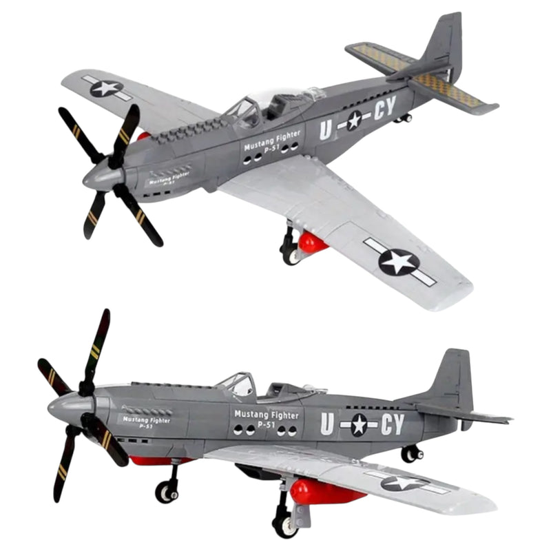 P-51 Mustang Fighter Jet Building Block Set, 258 Pieces | General Jim’s Toys