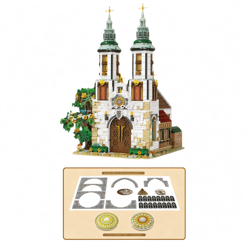 St. Andrew’s Church Building Block Set - 3221 Pieces, Medieval Architecture Model Modular Building Set | General Jim’s Toys