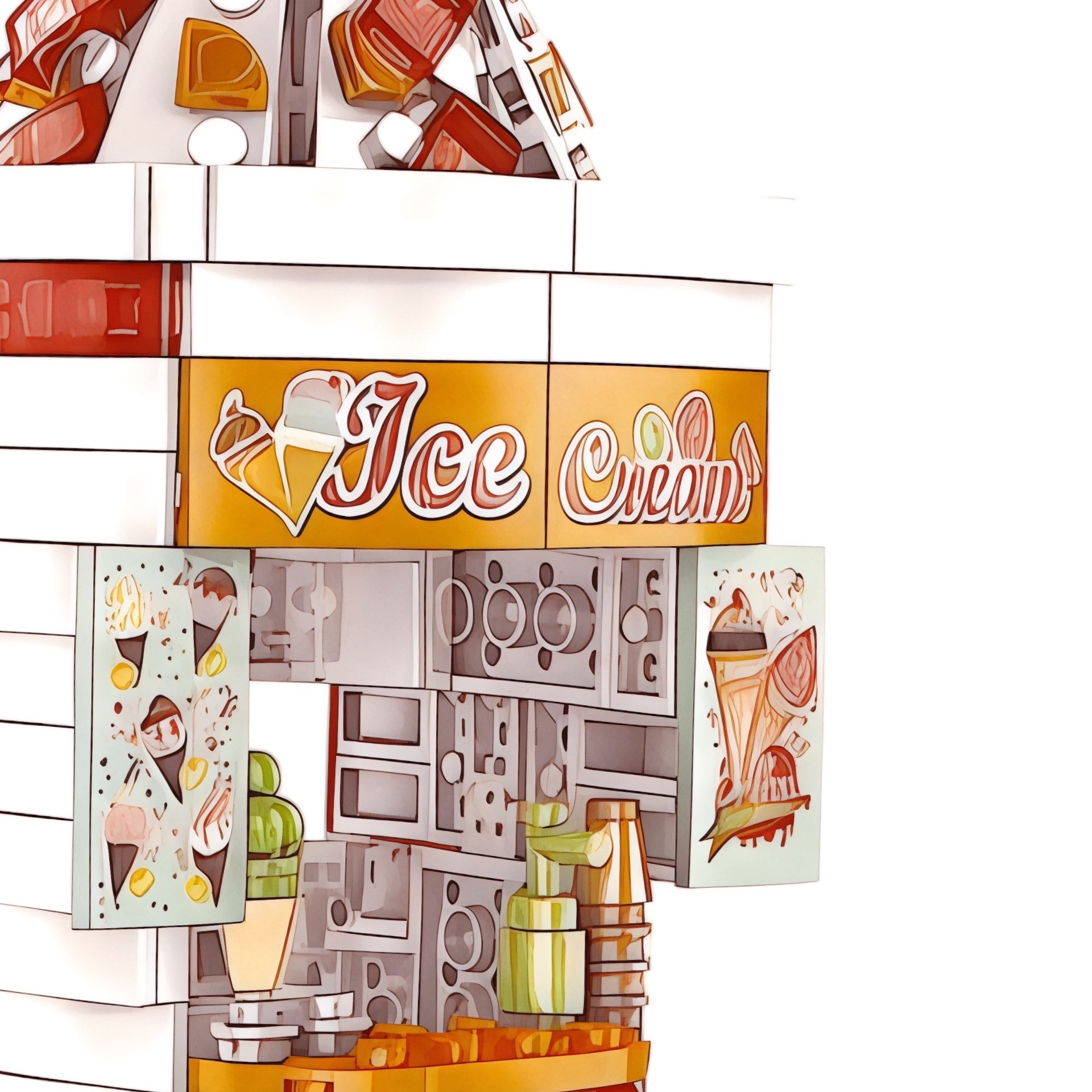 City Series Ice Cream Stand Building Blocks Set | General Jim's Toys & Bricks | GJ-ICCS