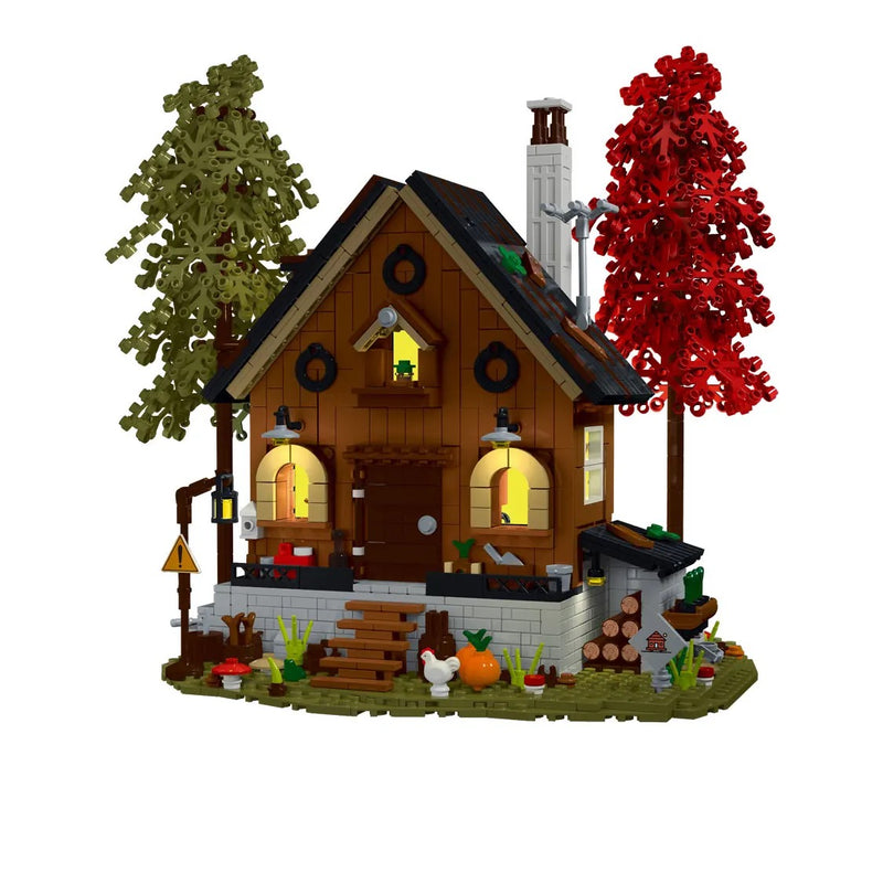 Chalet Style Forest Cabin 1643 Piece Modular Building Blocks Bricks Set Model Expert Creator with LED Light Set