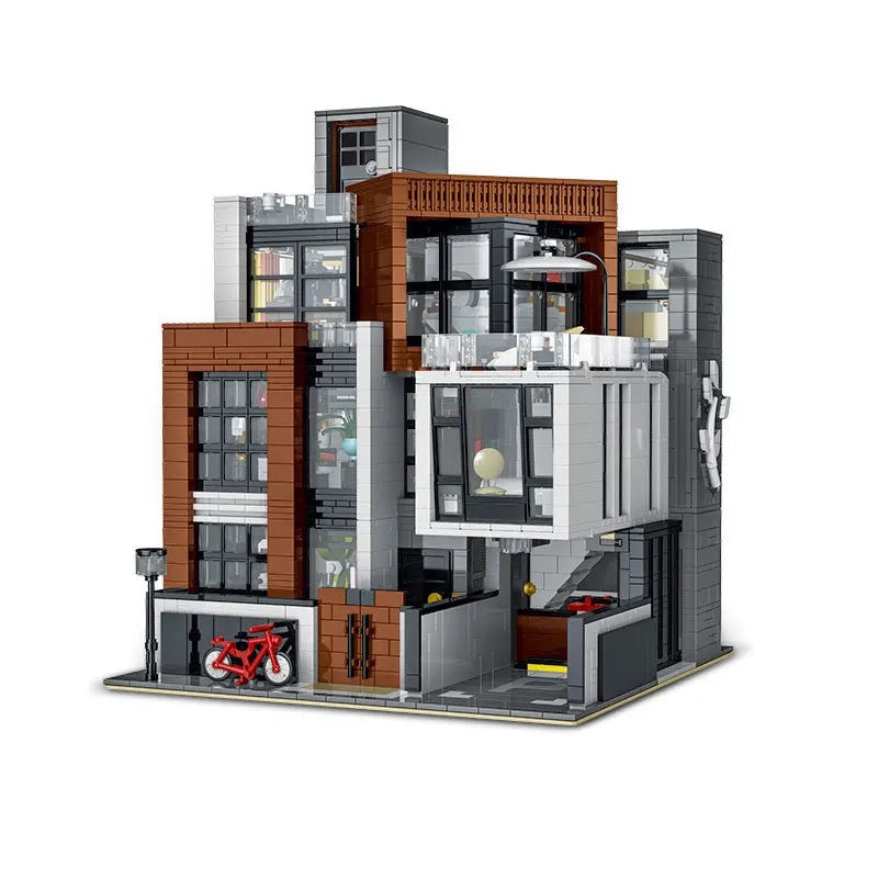 Open Box Modern Cubist Villa 3 Story Street View Creator Modular City Building Blocks Set | General Jim's Toys