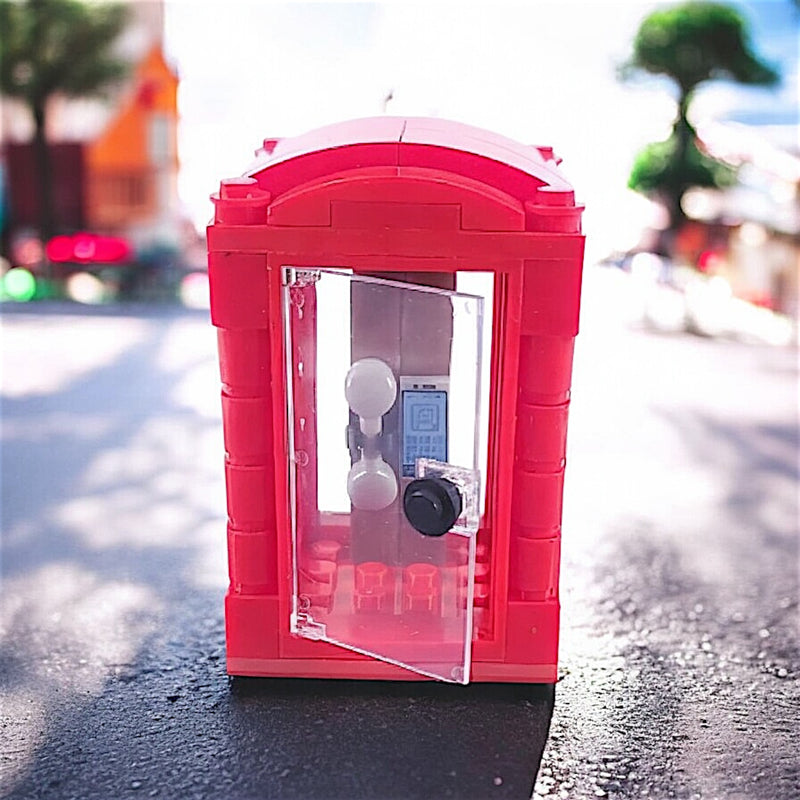 Traditional British Red Telephone Booth Building Blocks Toy Bricks Set (Set of 2)  | General Jim's Toys