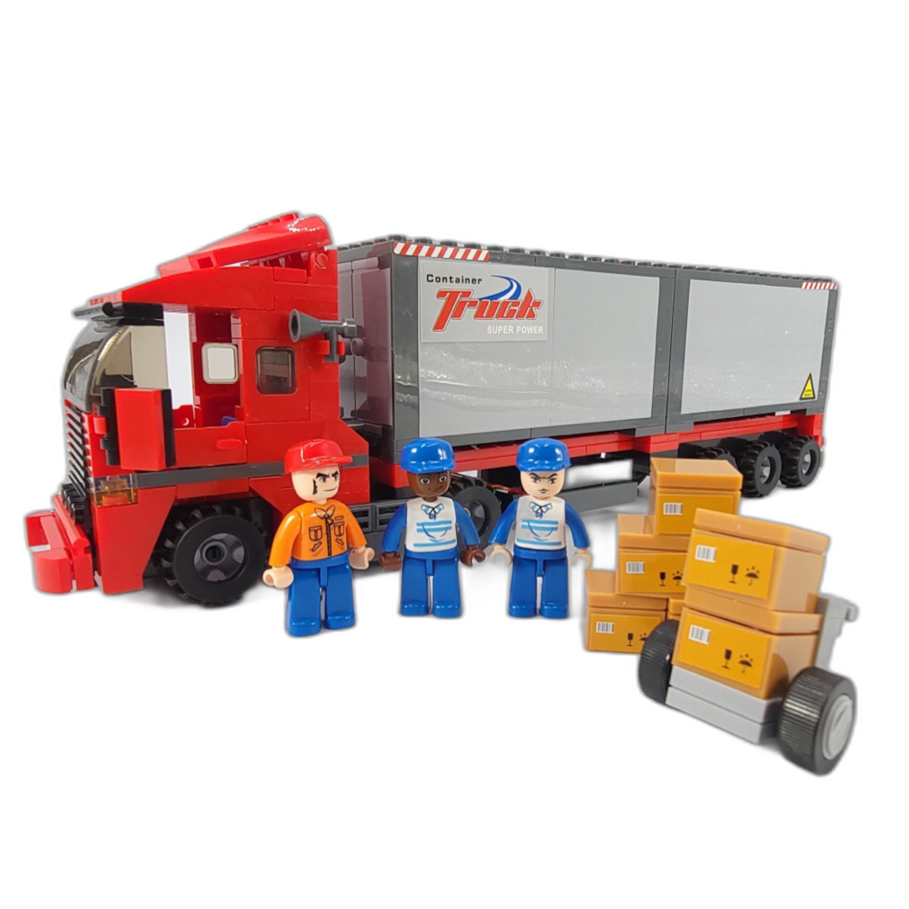 Mighty Red Hauler Double Container Truck Building Blocks Set | General Jim's Toys & Bricks | GJ-RWST