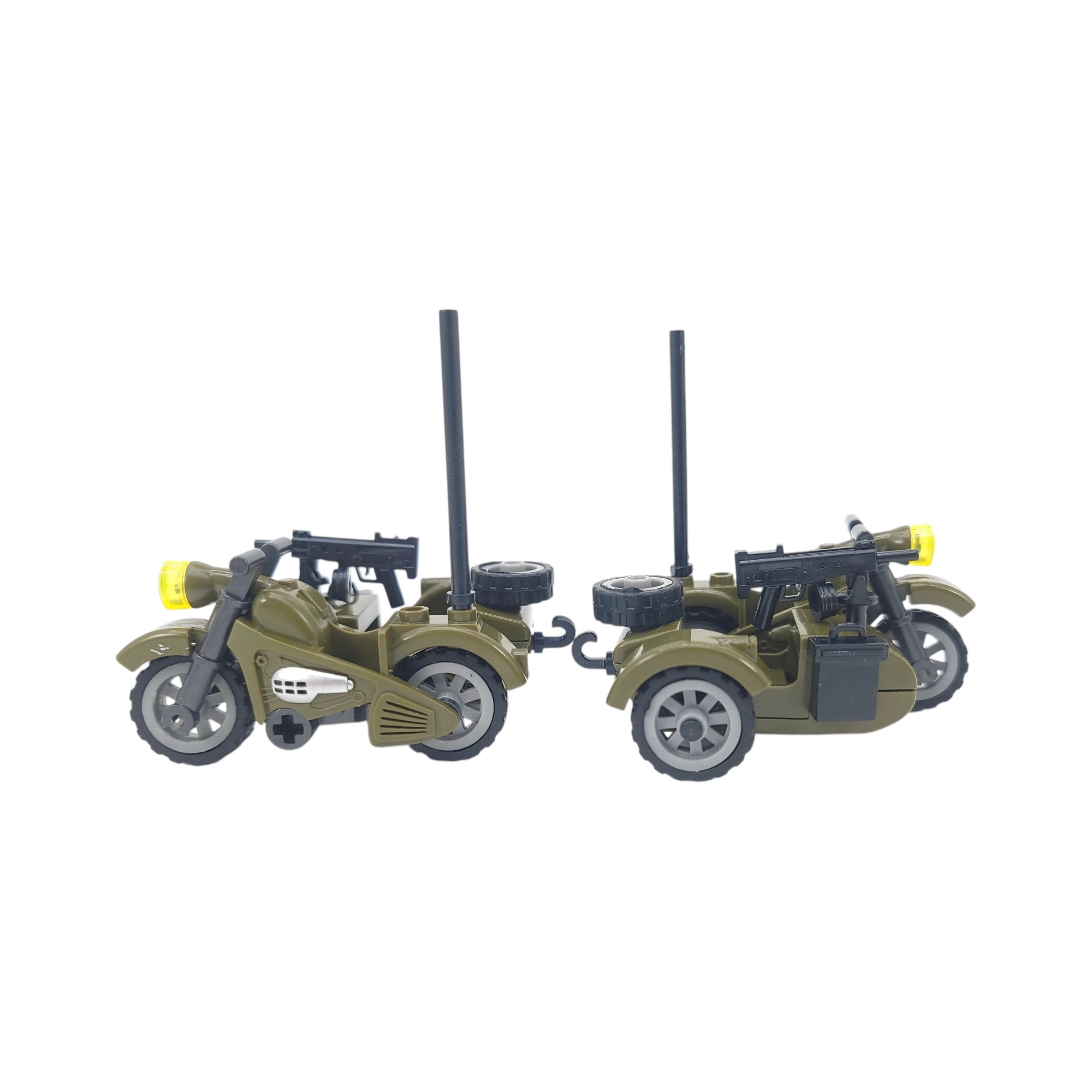 WWII German Military Motorcycle with Removable Sidecar (Green) Building Blocks Set | General Jim's Toys & Bricks | GJ-GWSD-G