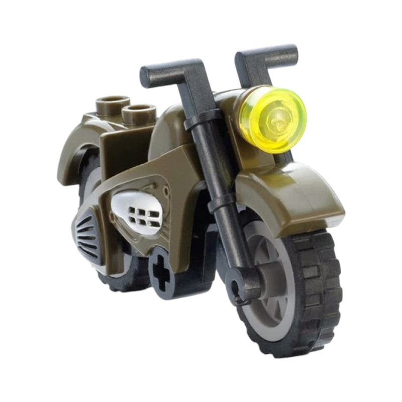 World War 2 German Military Motorcycle and Removable Sidecar (Green) Building Blocks Bricks Set