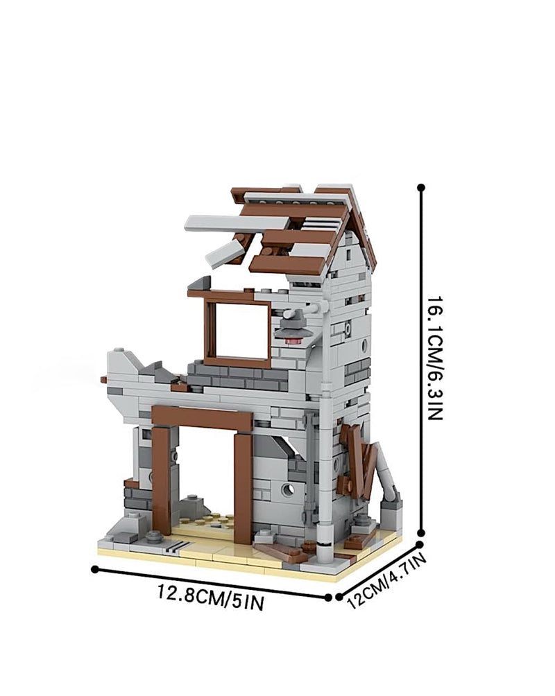 WWII Battlefield Ruins Building Block Set – 242-Piece Military Scene – Compatible with Major Brands