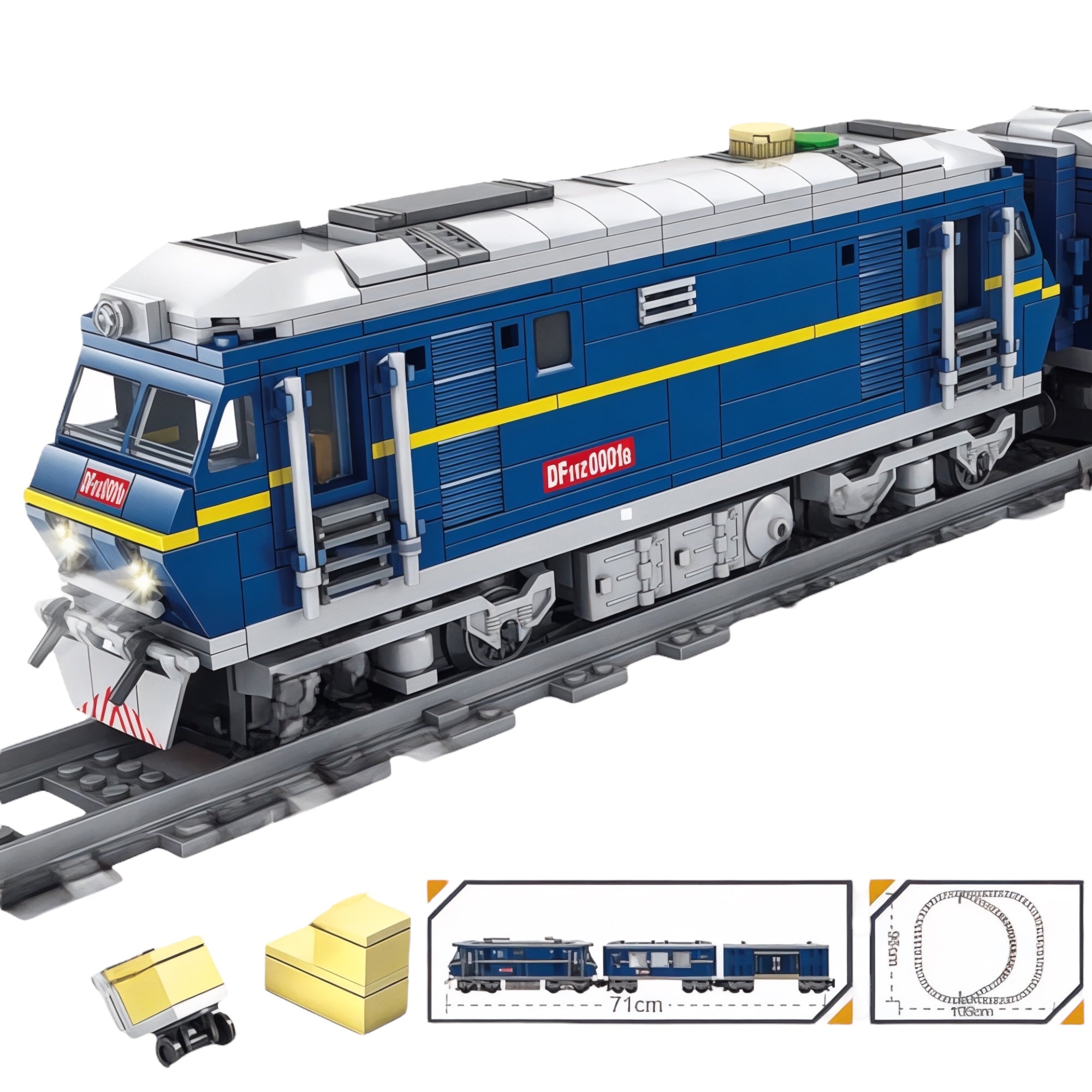 City Series Power Blue Diesel Cargo Train Building Blocks Set | General Jim's Toys | GJ-BTS