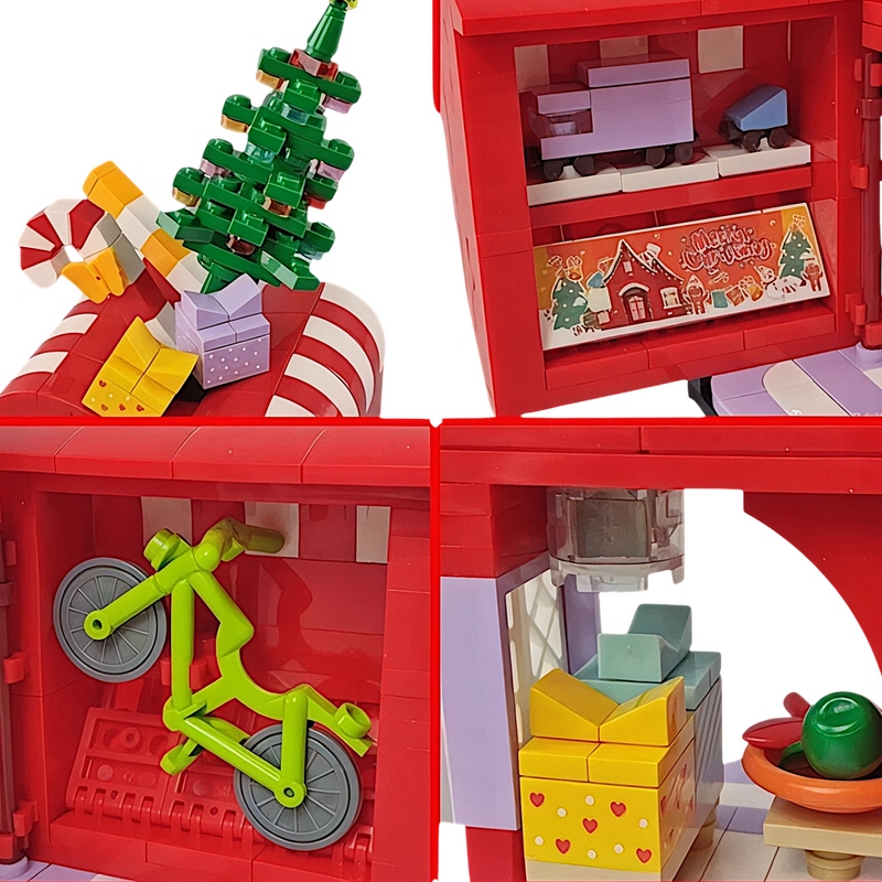 Christmas Apple House Fun Shop | Colorful Modular Building Blocks Bricks Set