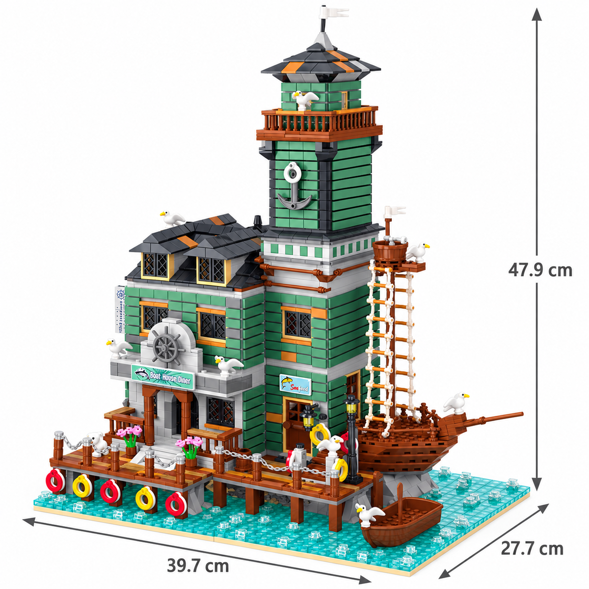 Harbortown Boat House Diner Building Blocks Set | General Jim’s Toys & Bricks | GJ-BHD