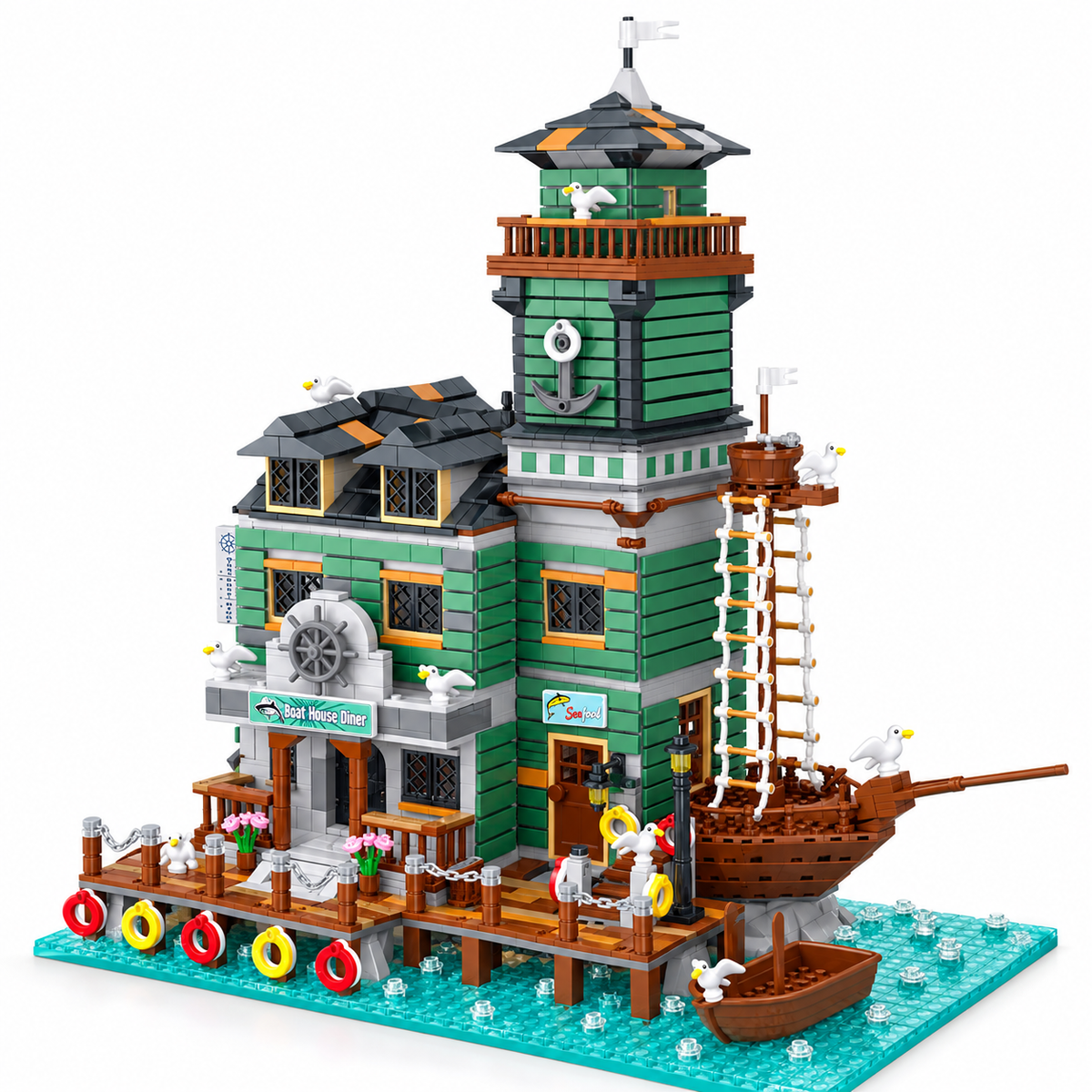 Harbortown Boat House Diner Building Blocks Set | General Jim’s Toys & Bricks | GJ-BHD