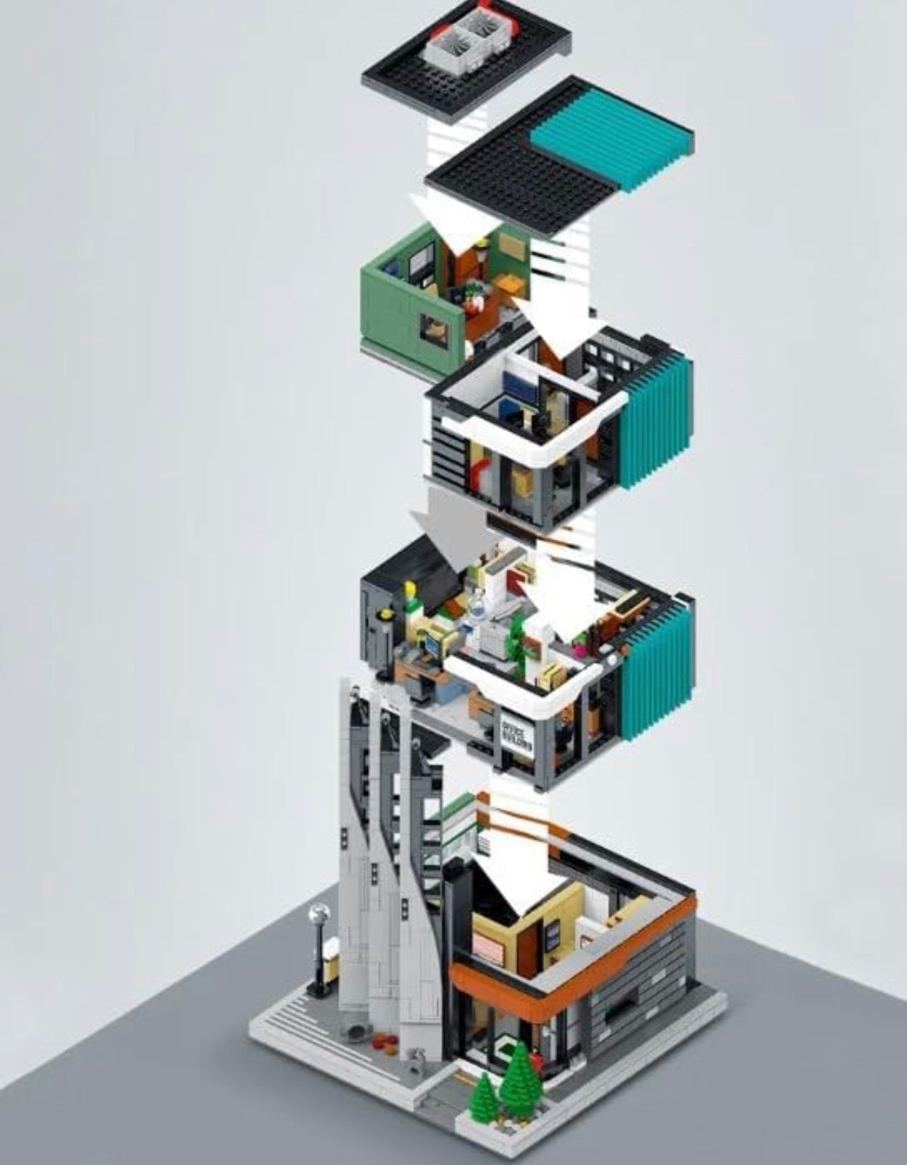 Open Box | Downtown Office Building Modular Building Blocks Set with Integrated Light Panels