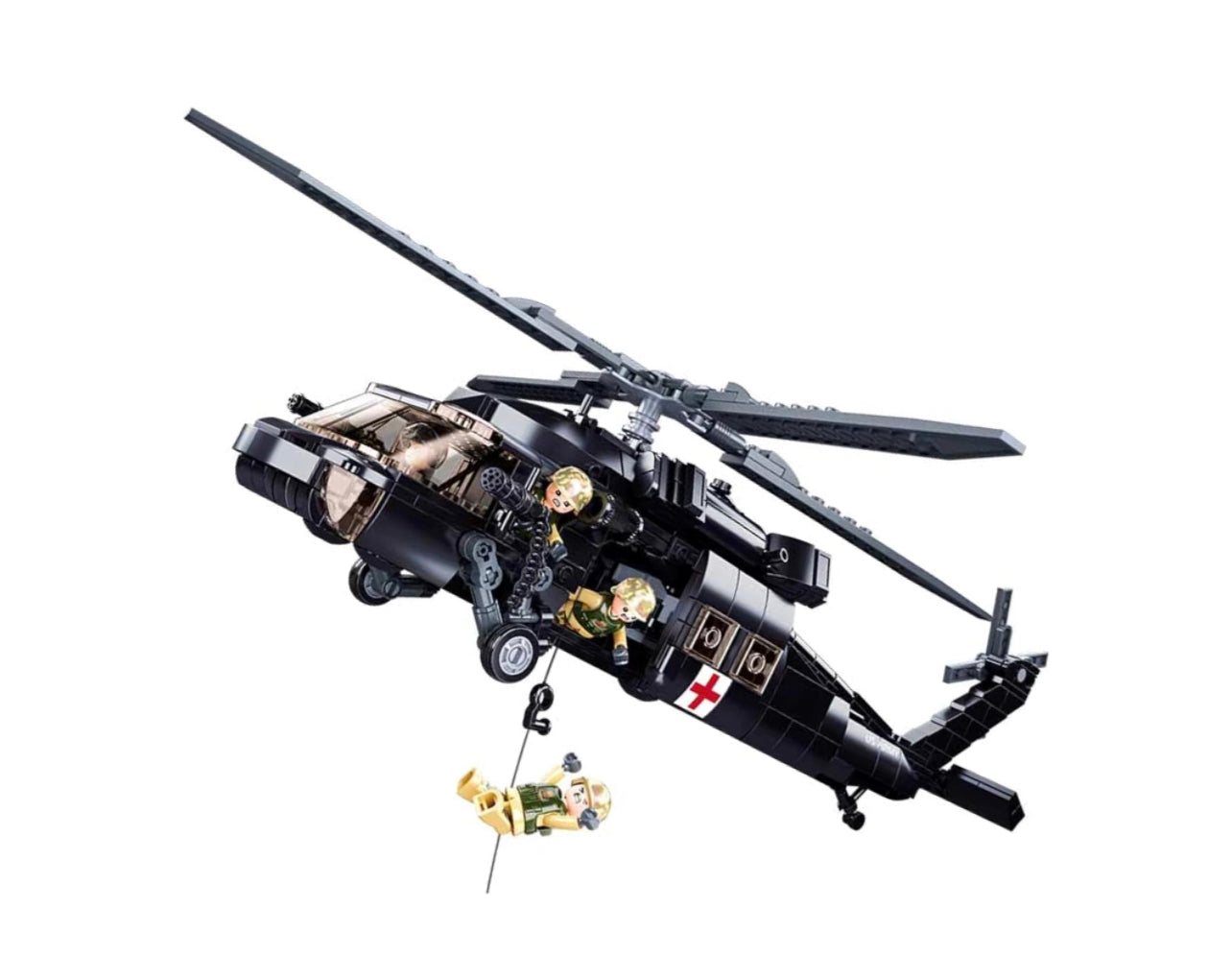 US UH-60 Marine Medical Black Hawk Military Helicopter Building Block Set | General Jim’s Toys & Bricks | GJ-UHBH