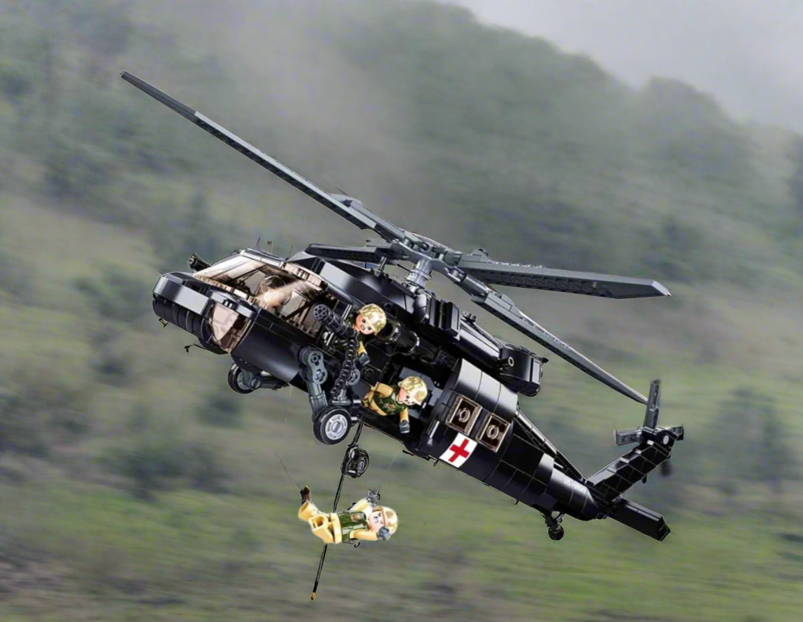 US UH-60 Marine Medical Black Hawk Military Helicopter Building Block Set | General Jim’s Toys & Bricks | GJ-UHBH