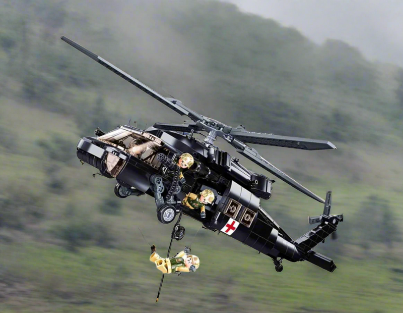 US UH-60 Marine Medical Black Hawk Military Helicopter Building Block Set | General Jim’s Toys & Bricks | GJ-UHBH