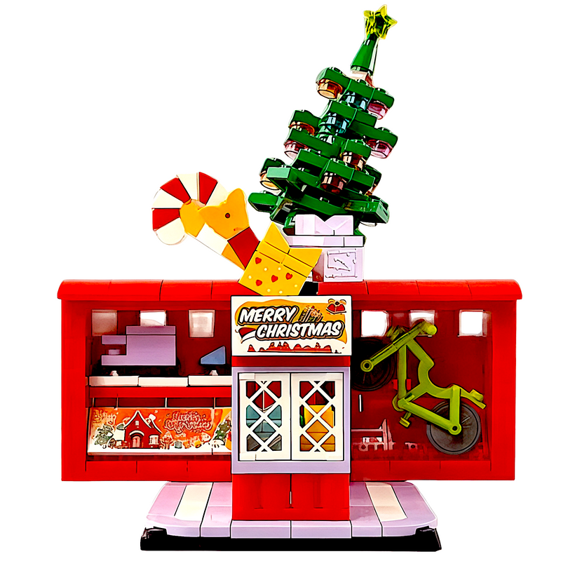 Christmas Apple House Fun Shop | Colorful Modular Building Blocks Bricks Set