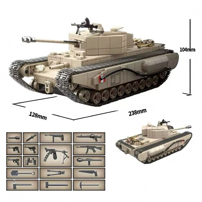 Churchill MK.I British Infantry Tank Building Block Set