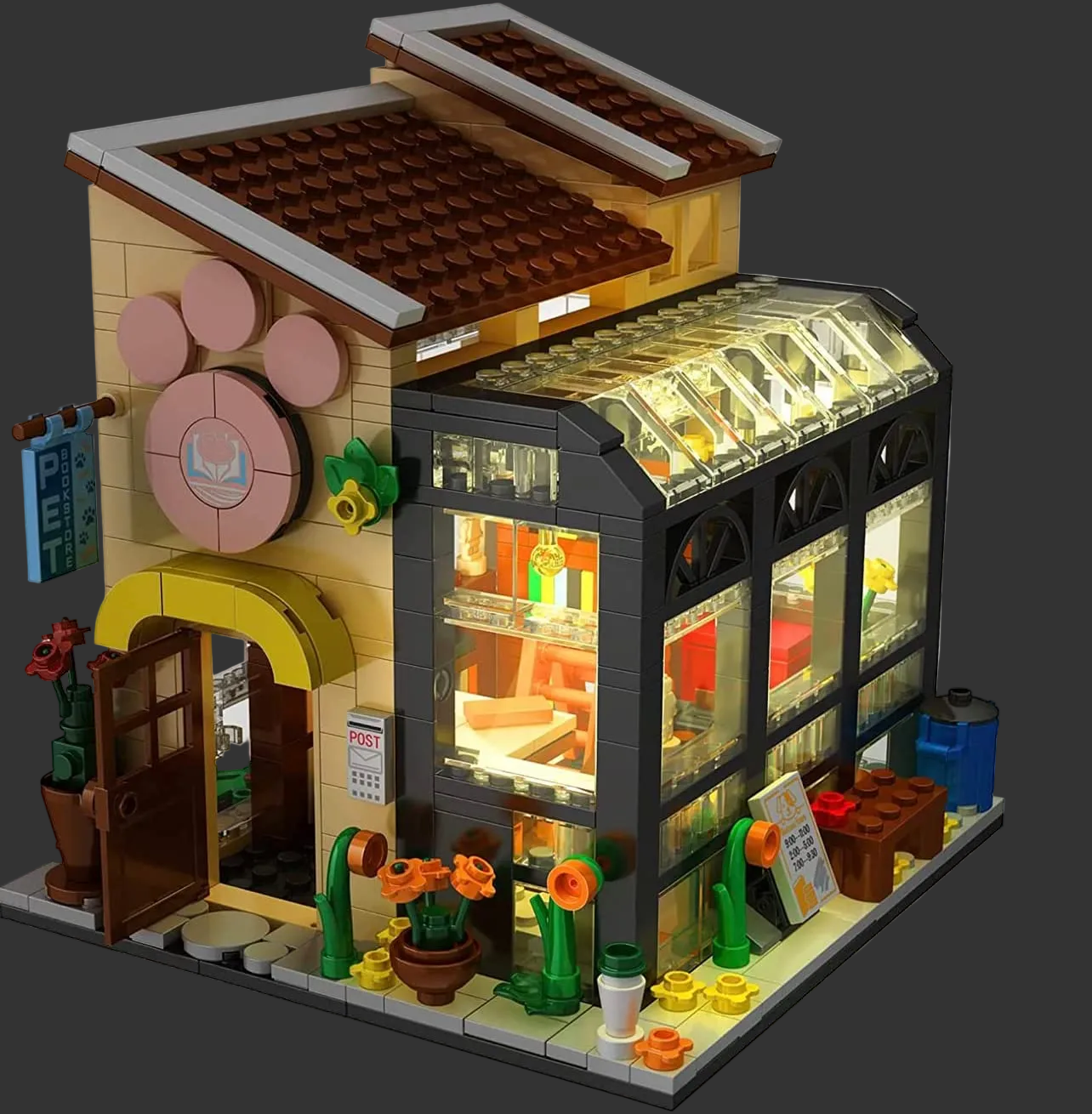 Cat Café Bookstore Modular Building Blocks Set | General Jim's Toys & Bricks | GJ-CBS