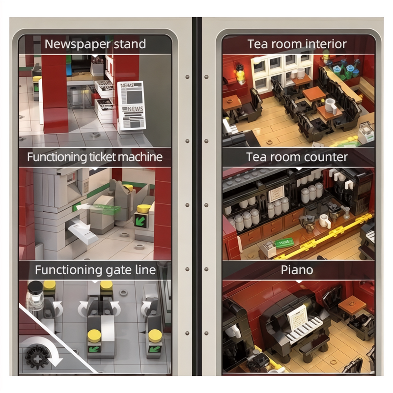 London Underground Modular Building Blocks Set with LED Lighting Brickadilly Circus Two Floor Brick Building Kit | General Jim's