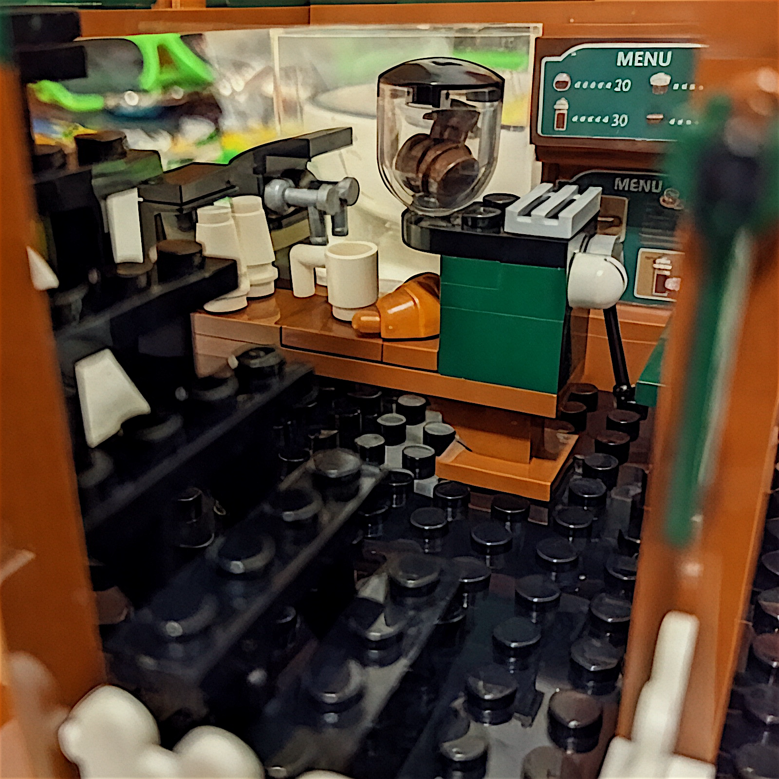 Interior overhead view of Brew Star Café coffee shop layout with two floors

