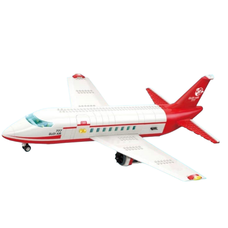 White and Red Passenger Airplane Building Blocks Toy Set 720 pieces