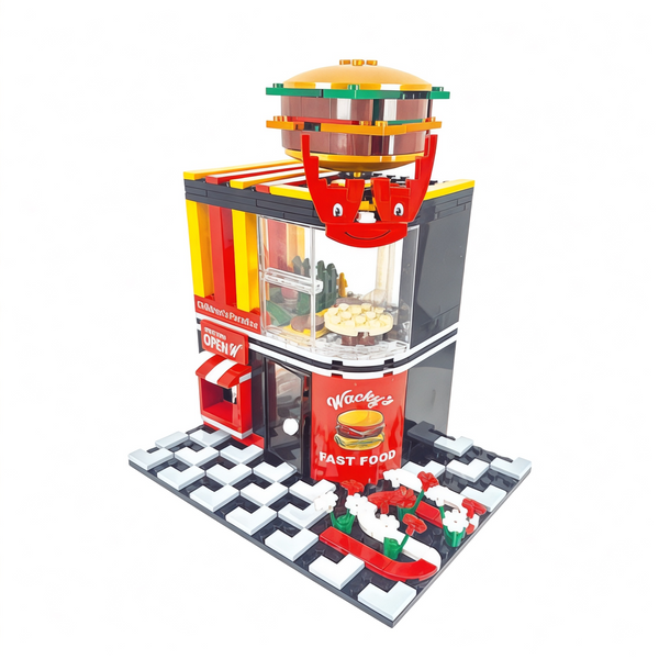 Wacky's Fast Food™ Burger Joint Restaurant Building Blocks Toy Bricks Set | General Jim's Toys