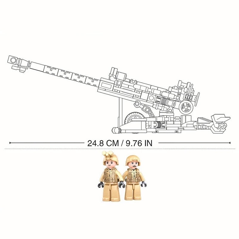 Close-Up Detail of Soldier Figures Included with 155mm Howitzer Brick Set