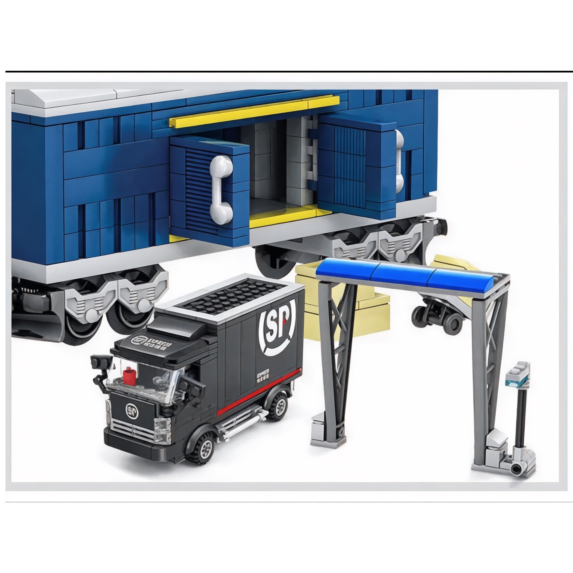 City Series Power Blue Diesel Cargo Train Building Blocks Set | General Jim's Toys | GJ-BTS