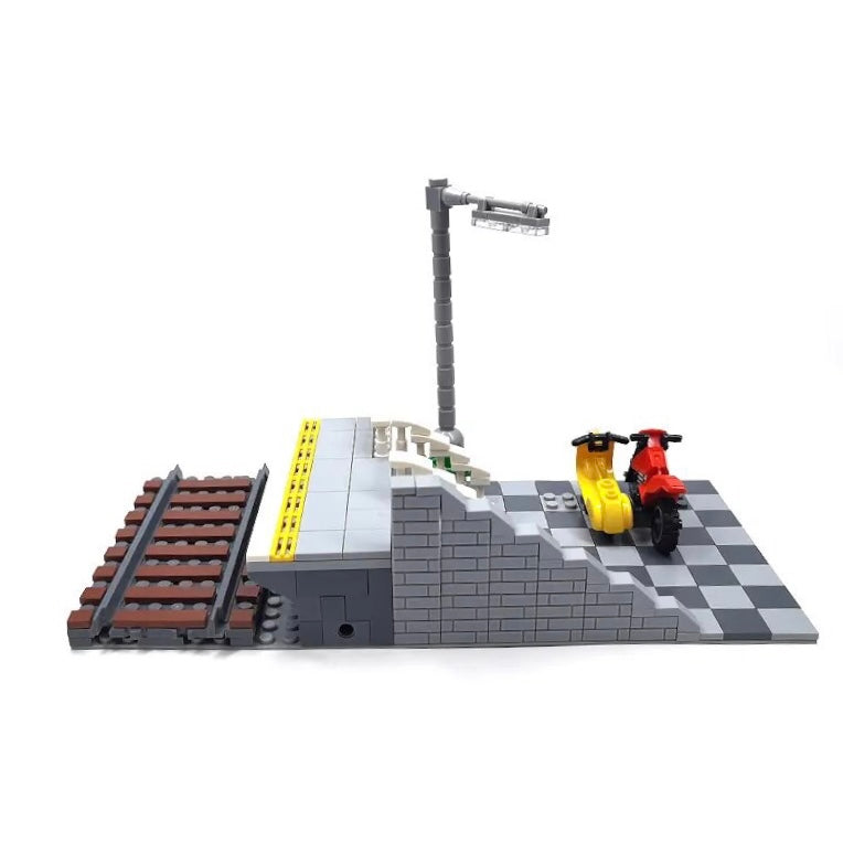 City Train Railway or Metro Elevated Platform Standing Area 10 Inch Long Modular Building Blocks Toy Set