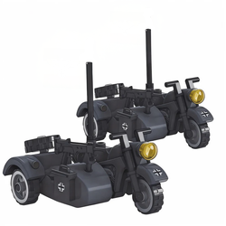 WWII German Military Motorcycle with Removable Sidecar (Grey) Building Blocks Set | General Jim's Toys & Bricks | GJ-GMWSD