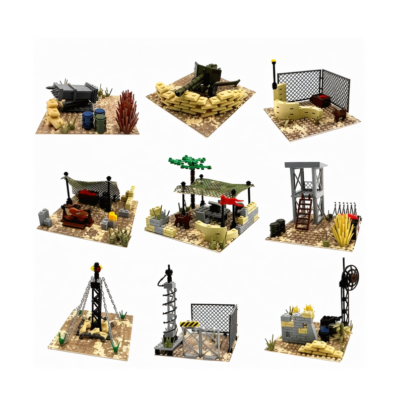 General Jim's Battle Scene Military Base Building Blocks Fort Set - 399 Pieces Historical Building Block Model Set | Includes Forts