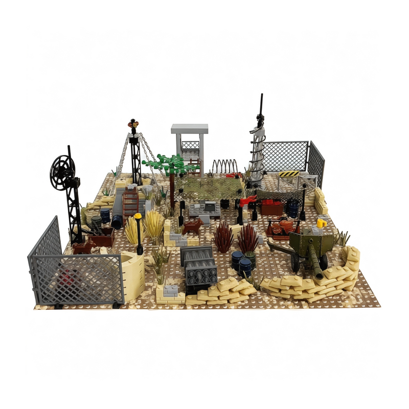 General Jim's Battle Scene Military Base Building Blocks Fort Set - 399 Pieces Historical Building Block Model Set | Includes Forts