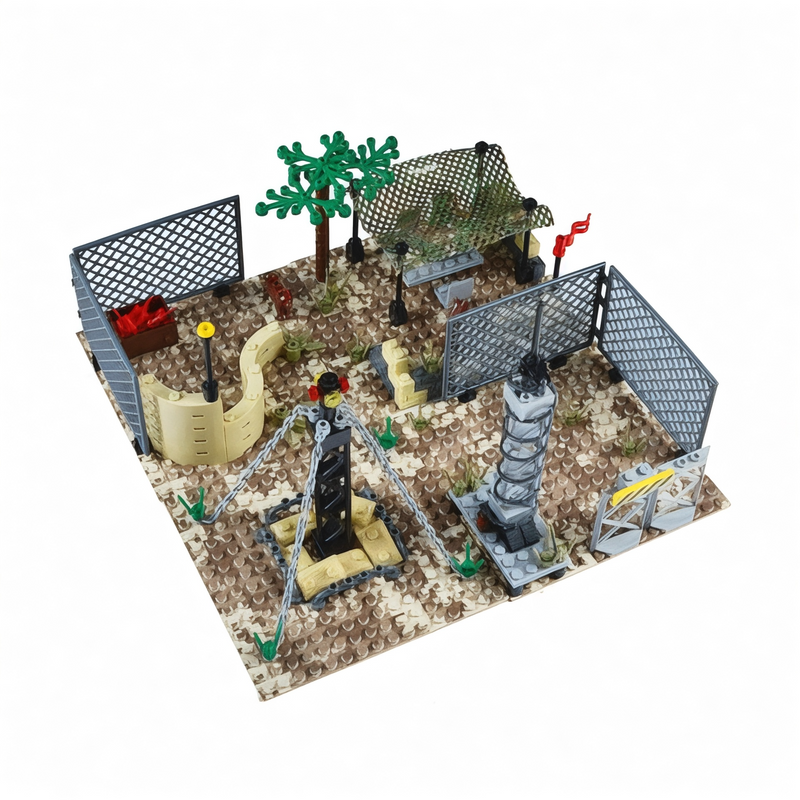 General Jim's Battle Scene Military Base Building Blocks Fort Set - 399 Pieces Historical Building Block Model Set | Includes Forts