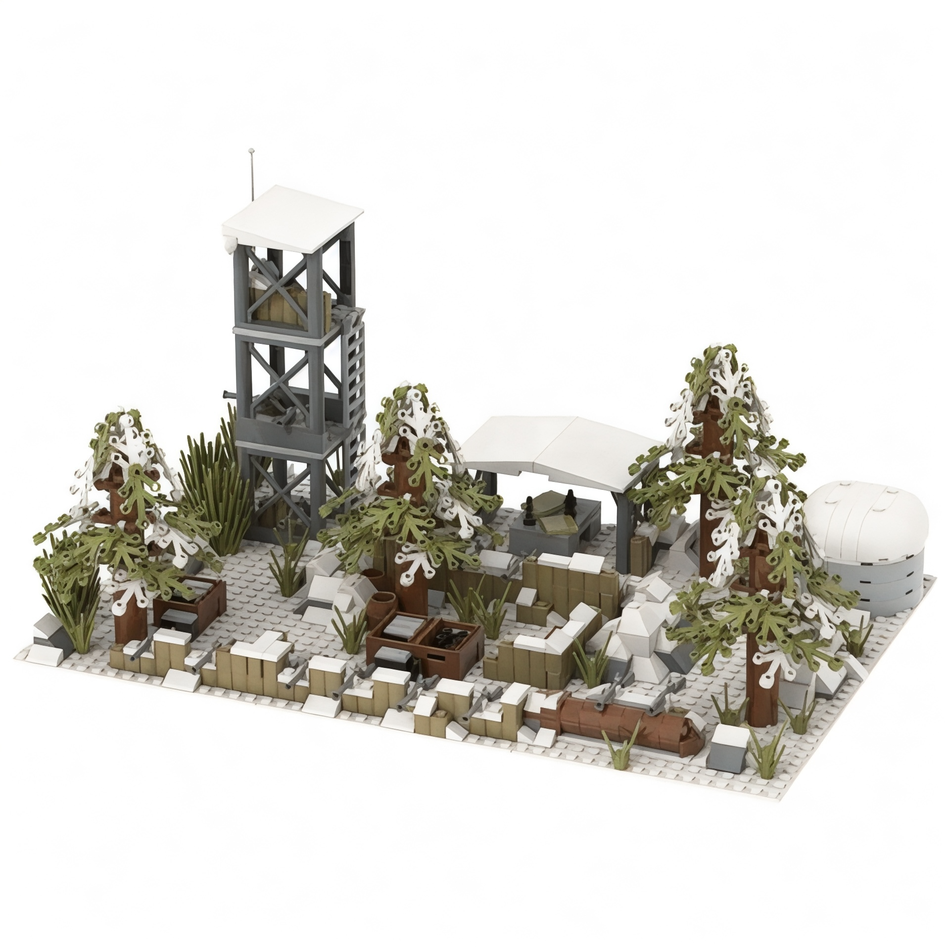 Winter Military Base Scene â€“ Modular 6-in-1 Building Block Set | General Jim's Toys & Bricks | GJ-WMB