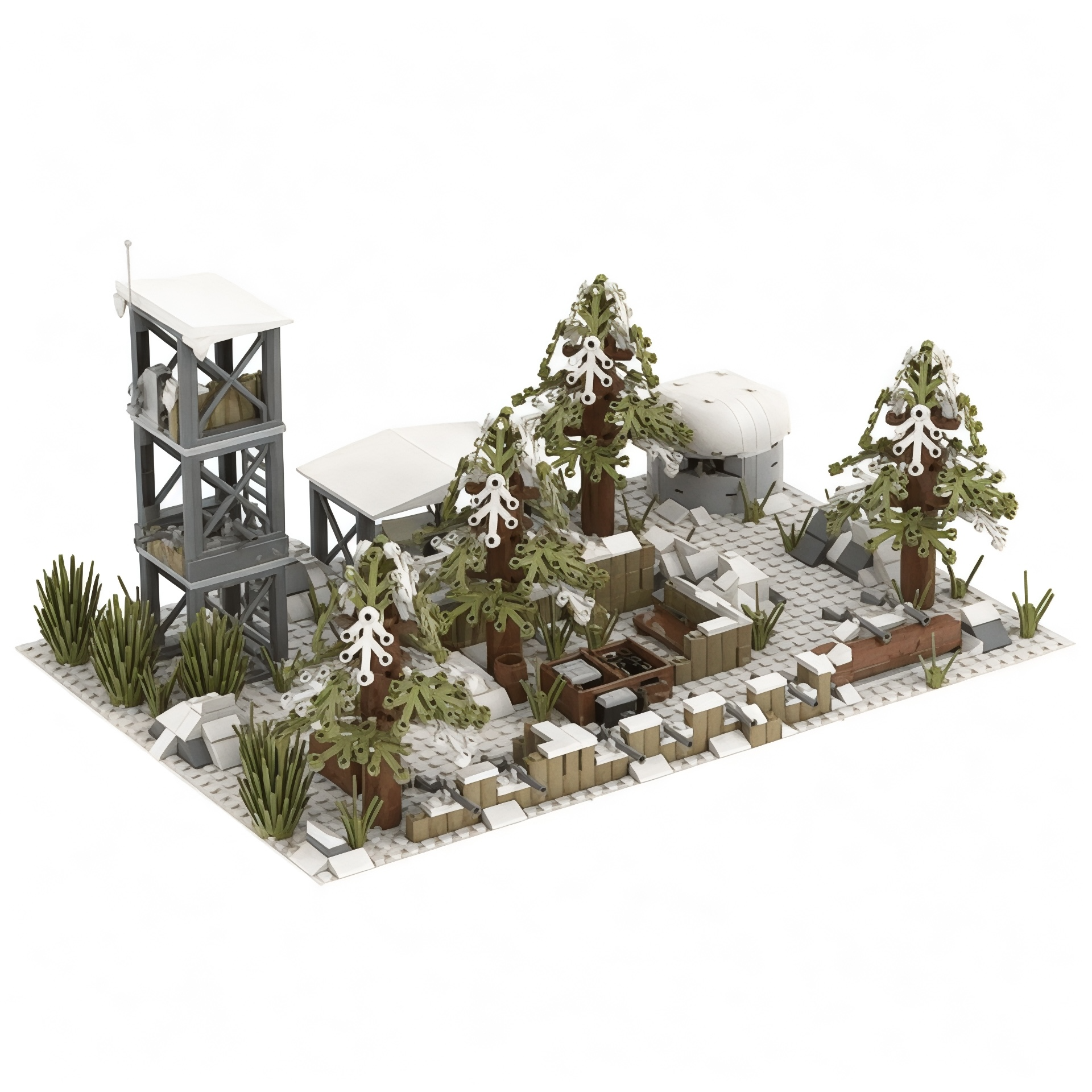 Winter Military Base Scene â€“ Modular 6-in-1 Building Block Set | General Jim's Toys & Bricks | GJ-WMB