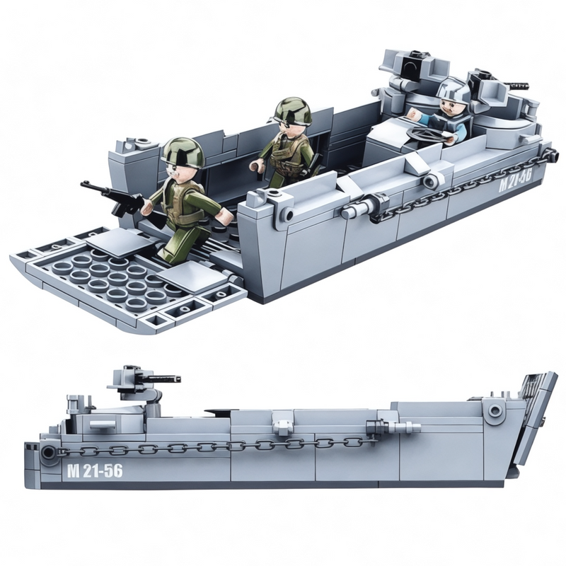 New Special Edition General Jim's WW2
Landing Craft Higgins Boat Building Block Set plus Jeep Vehicle & Figures