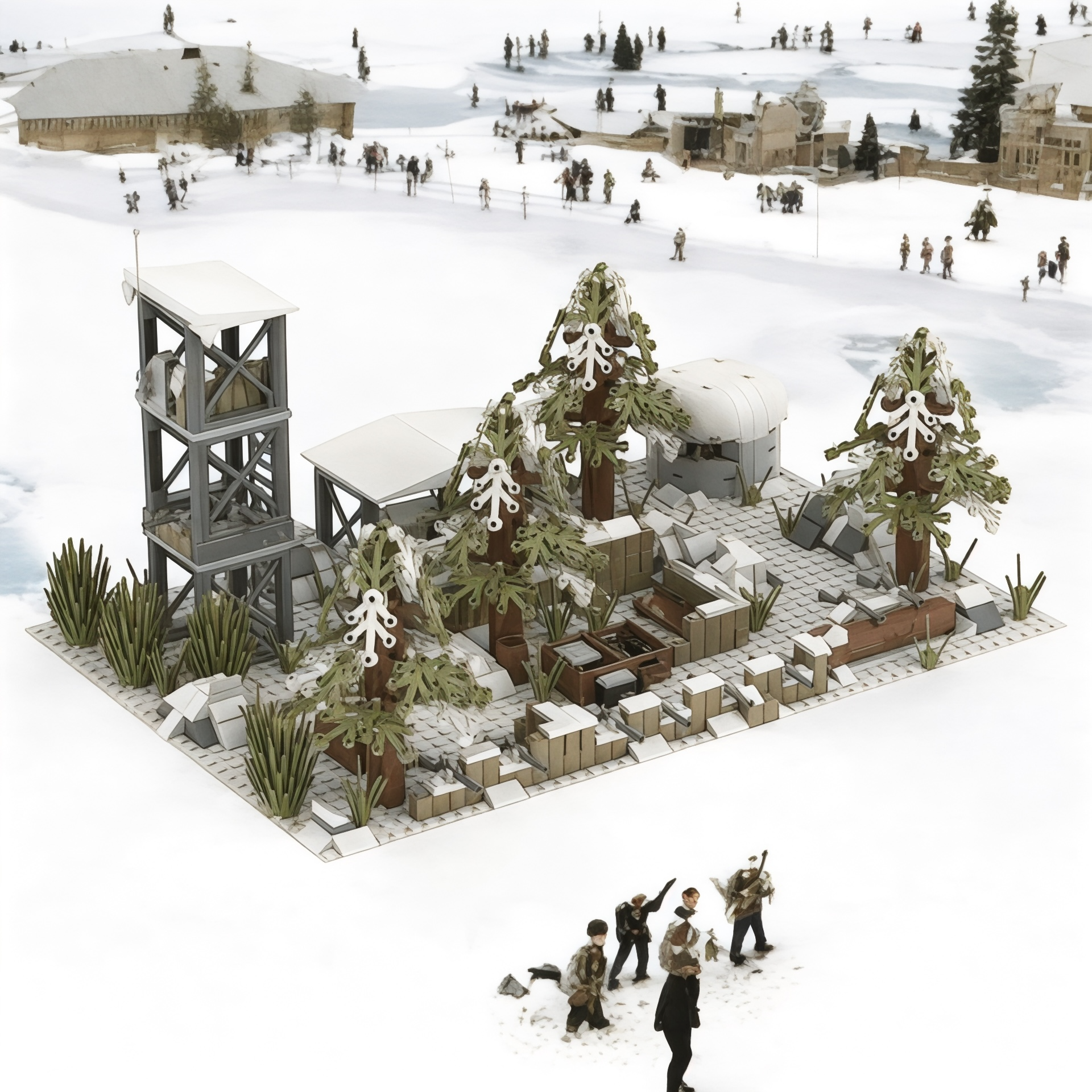Winter Military Base Scene – Modular 6-in-1 Building Block Set | General Jim's Toys & Bricks | GJ-WMB