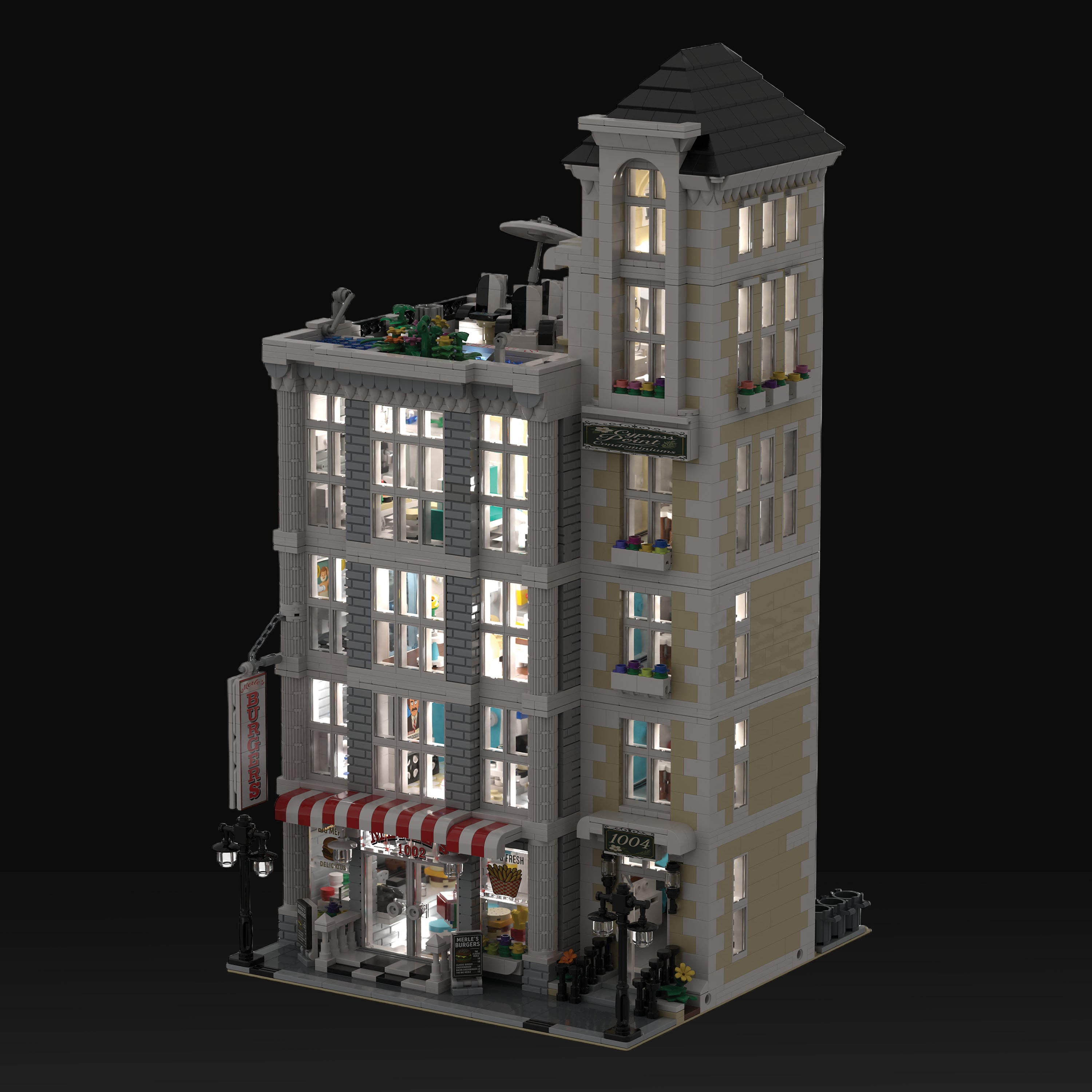 Cityview&trade; Cypress Point Condominiums & Merle’s Burgers, 6,080 Pieces | General Jim’s Toys & Bricks