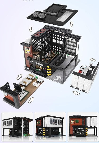 Modern Coffee House Architecture Street View Creator Modular City Building Blocks Set | General Jim's Toys