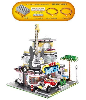 Music Store &amp; Car Wash Street View Building Set | General Jim's Toys & Bricks | GJ-MCWS