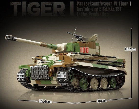 WW2 Tiger I Heavy Tank - Authentic Replica Building Blocks Set (2276 Pieces)