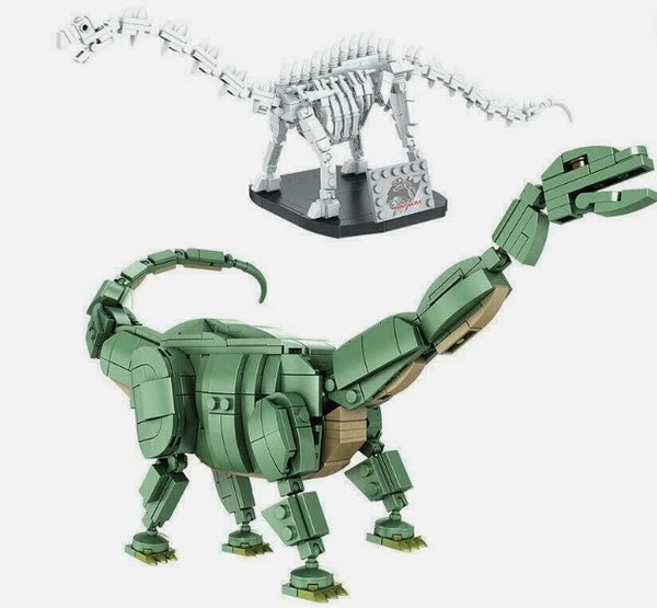 Brontosaurus and Brontosaurus Fossil 2 in 1 Dinosaur Building Blocks Toy Brick Set  | General Jim's Toys