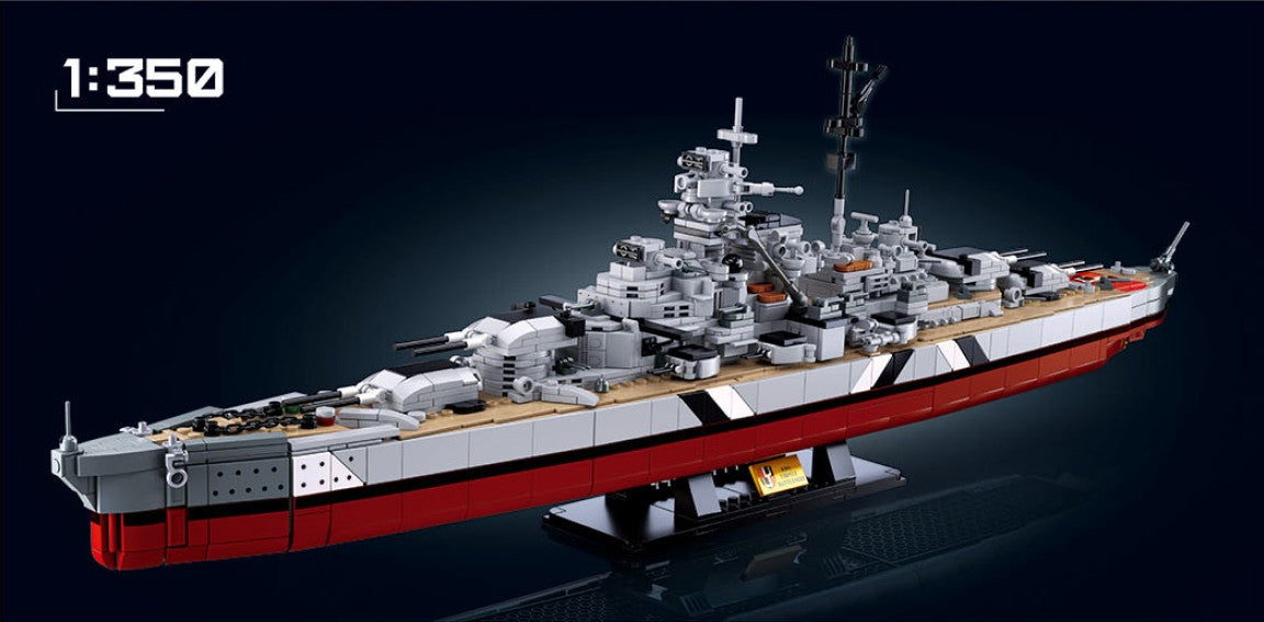 2-in-1 German Bismarck & Tirpitz Battleship Building Block Set | 1,849-Piece Historical Building Block Set | GJ-BIS