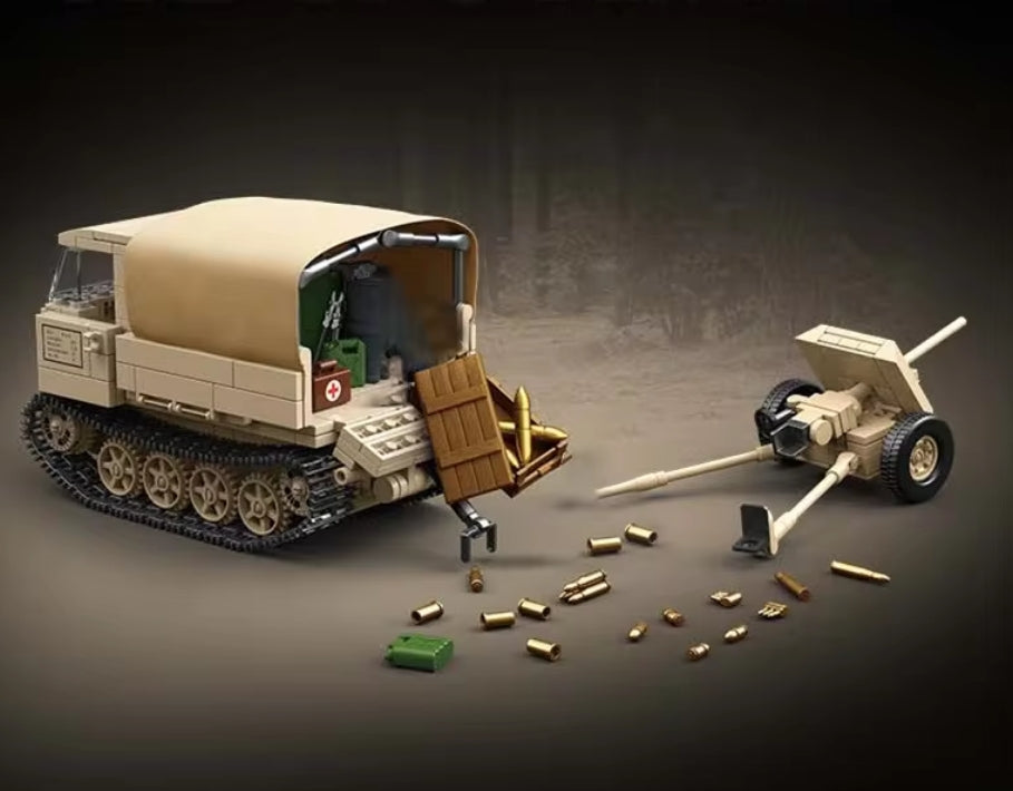 WWII RSO/01 Track Tracker with 37mm Anti-Tank Gun Building Block Set | General Jim's Toys & Bricks | GJ-RSO