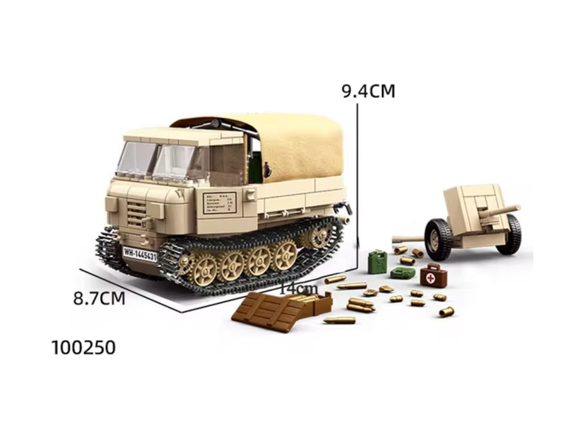 WWII RSO/01 Track Tracker with 37mm Anti-Tank Gun Building Block Set | General Jim's Toys & Bricks | GJ-RSO