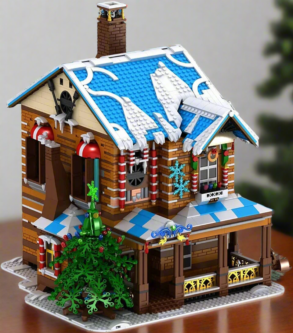 Holiday Musical Christmas Cabin Building Block Set | General Jim's Toys & Bricks | GJ-MCC