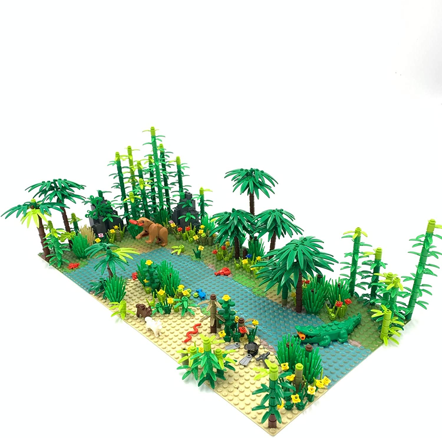Open Box | Tropical Rainforest Trees, Plants, and Rocks Botanical Building Blocks Set