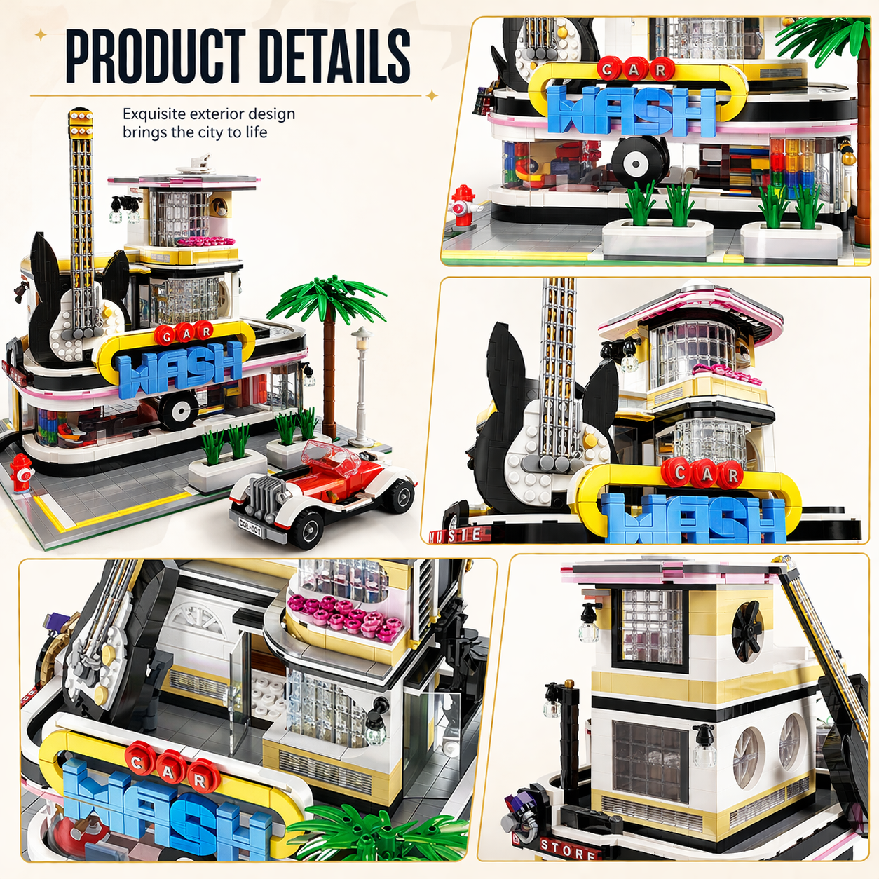 Music Store & Car Wash Street View Building Set - 2,168 Pcs | General
