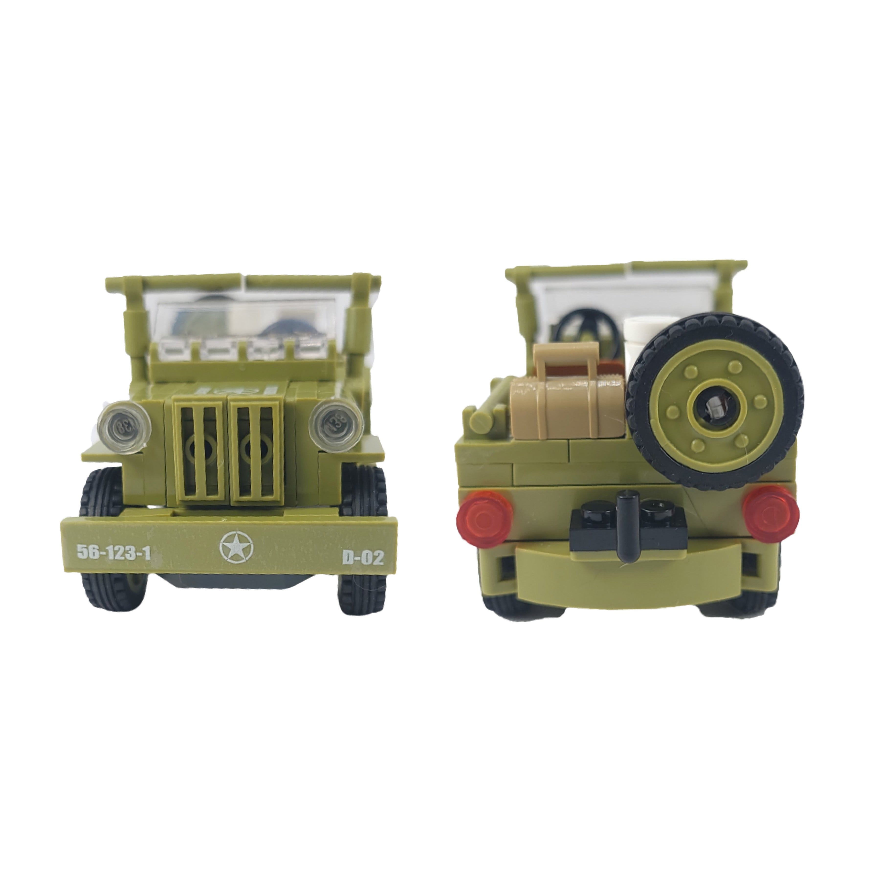 WWII Military Willy's Jeep & Artillery Building Blocks Set | 286 Piece